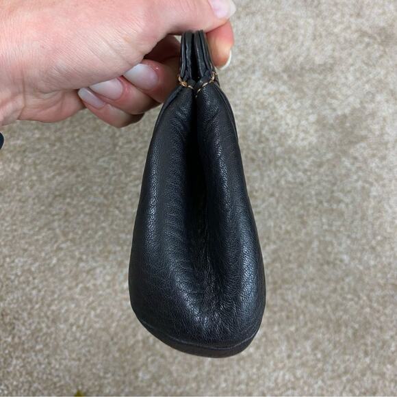 Cole Haan Vintage Genuine Pebbled Leather Clutch Black Classic Minimalist Bag - Picture 4 of 10